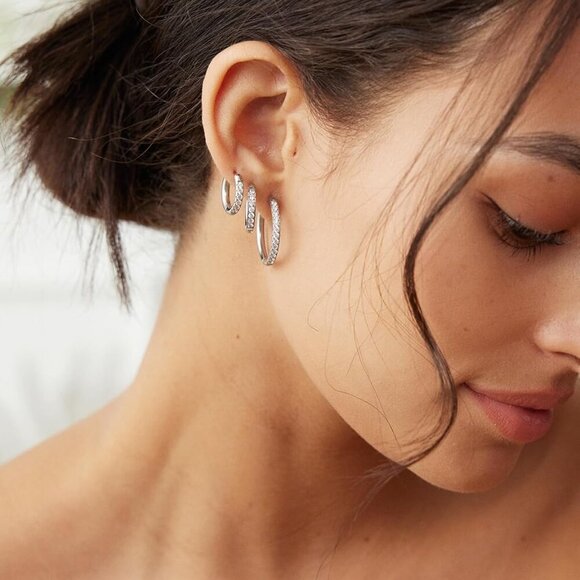 5Pairs 14K Gold Hoop Earrings for Women & Men 316L Hypoallergenic Stainless Stee - Picture 2 of 8